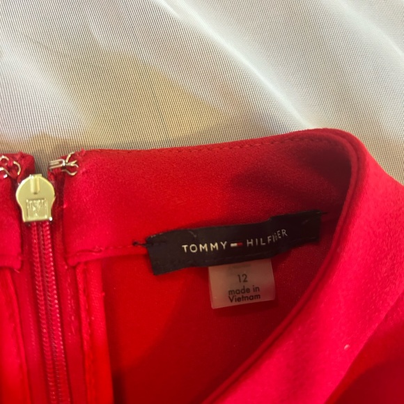 Red Tommy Hilfiger Ruffle Sleeve Dress - Picture 3 of 7